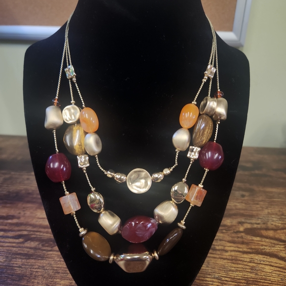 Chico's Jewelry - Chico's Gold and Brown, Orange, & Red Necklace
